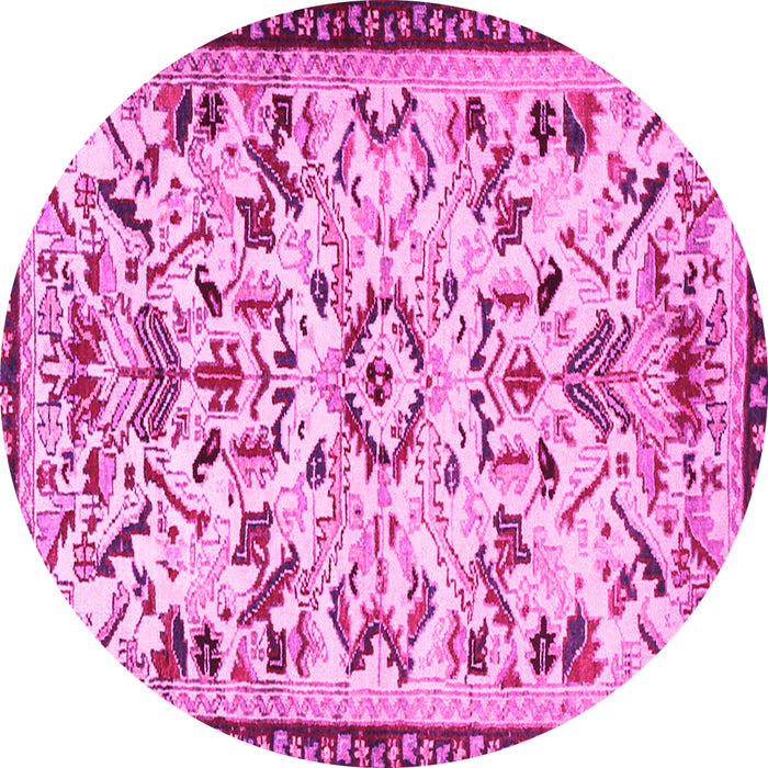 Round Machine Washable Animal Pink Traditional Rug, wshtr1841pnk