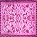 Square Animal Pink Traditional Rug, tr1841pnk