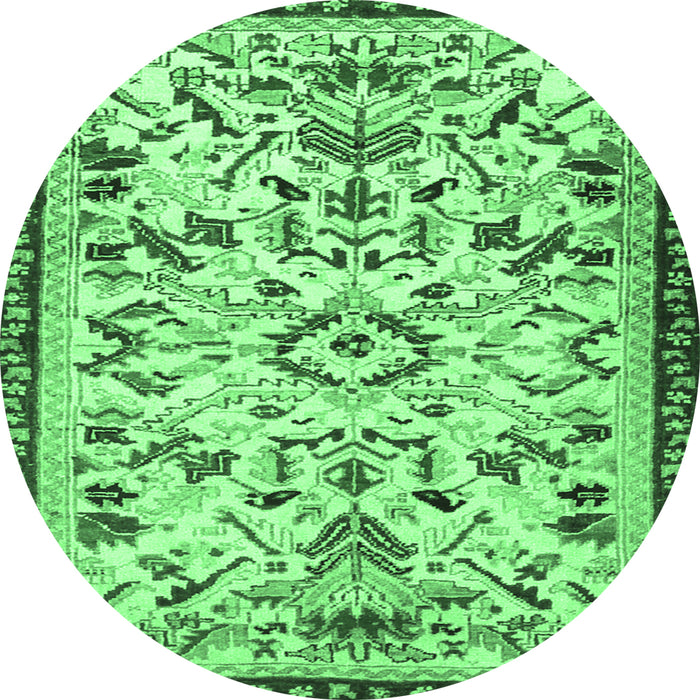 Round Machine Washable Animal Emerald Green Traditional Area Rugs, wshtr1841emgrn