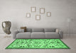 Machine Washable Animal Emerald Green Traditional Area Rugs in a Living Room,, wshtr1841emgrn