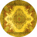 Round Persian Yellow Traditional Rug, tr1842yw