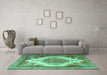 Machine Washable Persian Turquoise Traditional Area Rugs in a Living Room,, wshtr1842turq