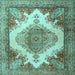 Square Machine Washable Persian Light Blue Traditional Rug, wshtr1842lblu