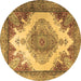 Round Machine Washable Persian Brown Traditional Rug, wshtr1842brn