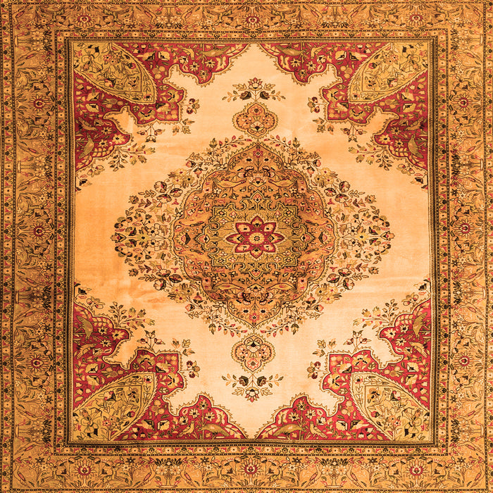 Round Machine Washable Persian Orange Traditional Area Rugs, wshtr1842org