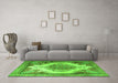 Machine Washable Persian Green Traditional Area Rugs in a Living Room,, wshtr1842grn