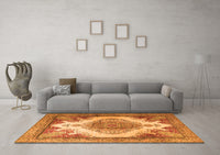 Machine Washable Persian Orange Traditional Rug, wshtr1842org