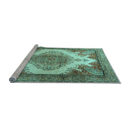 Sideview of Machine Washable Persian Light Blue Traditional Rug, wshtr1842lblu