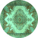 Round Persian Turquoise Traditional Rug, tr1842turq