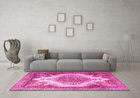 Machine Washable Persian Pink Traditional Rug, wshtr1842pnk