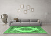 Machine Washable Persian Emerald Green Traditional Area Rugs in a Living Room,, wshtr1842emgrn