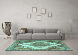 Machine Washable Persian Light Blue Traditional Rug in a Living Room, wshtr1842lblu