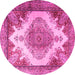 Round Persian Pink Traditional Rug, tr1842pnk