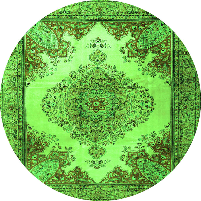 Square Persian Green Traditional Rug, tr1842grn