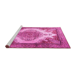 Sideview of Machine Washable Persian Pink Traditional Rug, wshtr1842pnk