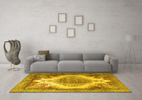 Machine Washable Persian Yellow Traditional Rug, wshtr1842yw