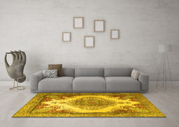 Machine Washable Persian Yellow Traditional Rug in a Living Room, wshtr1842yw