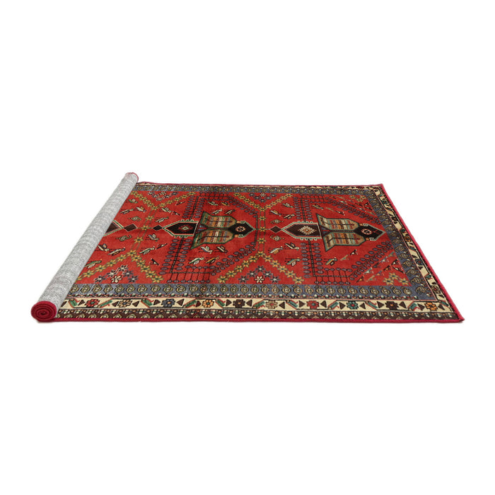 Sideview of Machine Washable Traditional Tomato Red Rug, wshtr1843