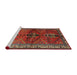 Sideview of Machine Washable Traditional Tomato Red Rug, wshtr1843