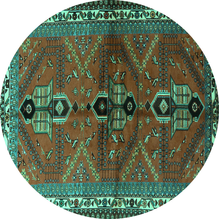 Round Persian Turquoise Traditional Rug, tr1843turq