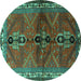 Round Persian Turquoise Traditional Rug, tr1843turq