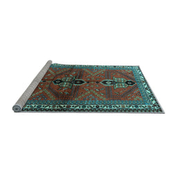 Sideview of Machine Washable Persian Light Blue Traditional Rug, wshtr1843lblu