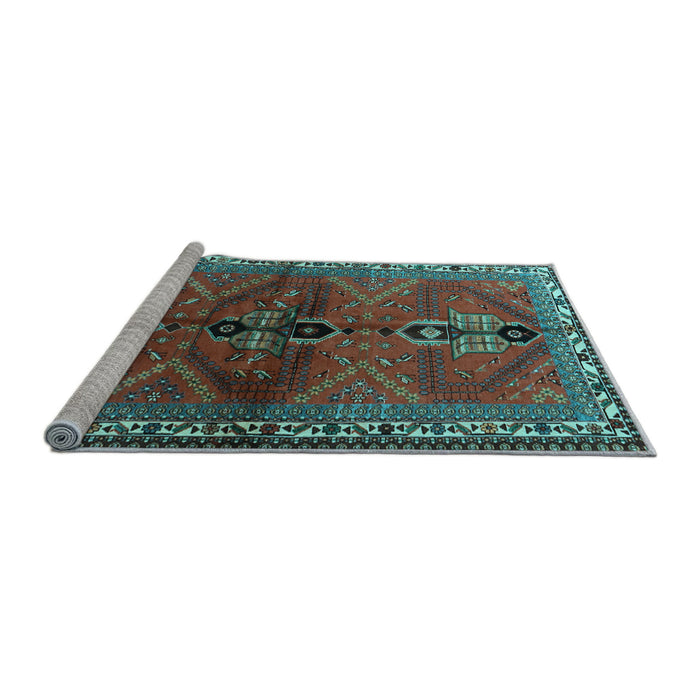 Sideview of Machine Washable Persian Light Blue Traditional Rug, wshtr1843lblu