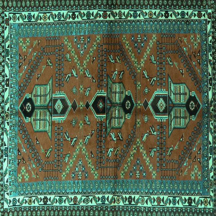 Square Persian Turquoise Traditional Rug, tr1843turq