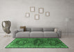 Machine Washable Persian Emerald Green Traditional Area Rugs in a Living Room,, wshtr1843emgrn