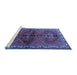 Sideview of Machine Washable Persian Blue Traditional Rug, wshtr1843blu