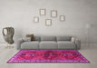 Machine Washable Persian Pink Traditional Rug in a Living Room, wshtr1843pnk