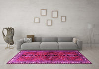 Machine Washable Persian Pink Traditional Rug, wshtr1843pnk