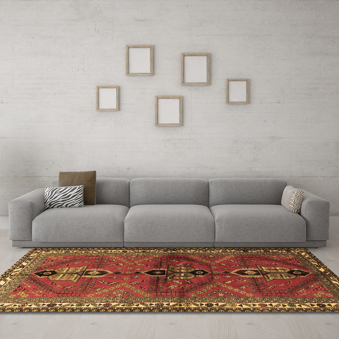 Machine Washable Persian Brown Traditional Rug in a Living Room,, wshtr1843brn