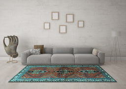Machine Washable Persian Light Blue Traditional Rug in a Living Room, wshtr1843lblu