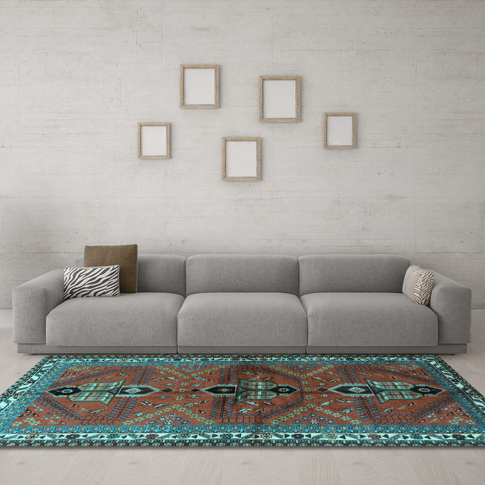 Machine Washable Persian Light Blue Traditional Rug in a Living Room, wshtr1843lblu