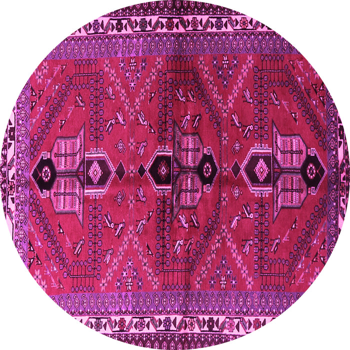 Round Machine Washable Persian Pink Traditional Rug, wshtr1843pnk
