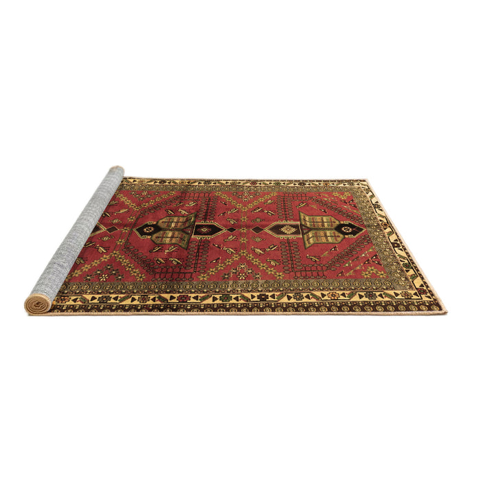Sideview of Machine Washable Persian Brown Traditional Rug, wshtr1843brn