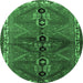 Round Persian Emerald Green Traditional Rug, tr1843emgrn