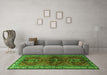 Machine Washable Persian Green Traditional Area Rugs in a Living Room,, wshtr1843grn