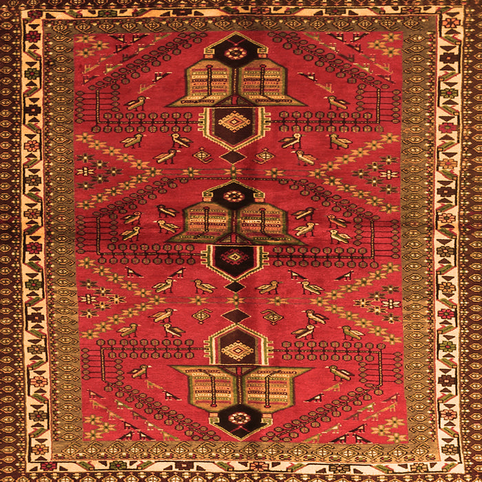 Round Machine Washable Persian Orange Traditional Area Rugs, wshtr1843org