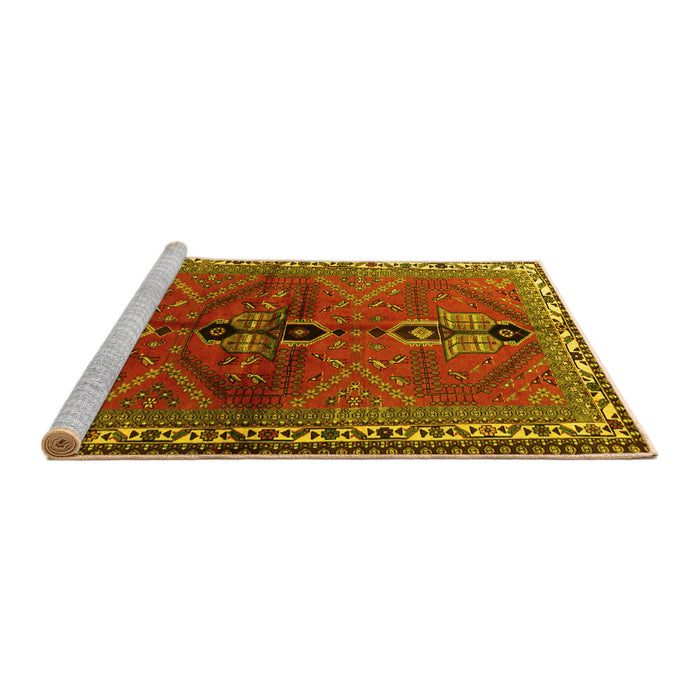 Sideview of Machine Washable Persian Yellow Traditional Rug, wshtr1843yw