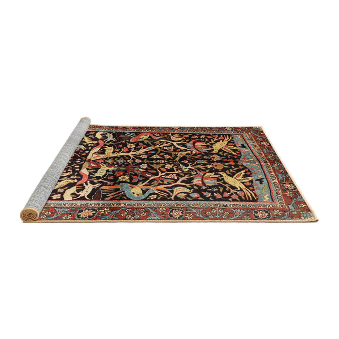 Sideview of Machine Washable Traditional Orange Brown Rug, wshtr1844