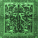 Square Machine Washable Persian Emerald Green Traditional Area Rugs, wshtr1844emgrn