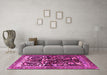 Machine Washable Persian Pink Traditional Rug in a Living Room, wshtr1844pnk