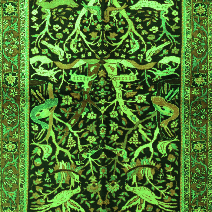 Serging Thickness of Machine Washable Persian Green Traditional Area Rugs, wshtr1844grn