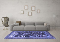 Machine Washable Persian Blue Traditional Rug, wshtr1844blu