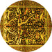Round Persian Yellow Traditional Rug, tr1844yw