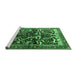 Sideview of Machine Washable Persian Emerald Green Traditional Area Rugs, wshtr1844emgrn