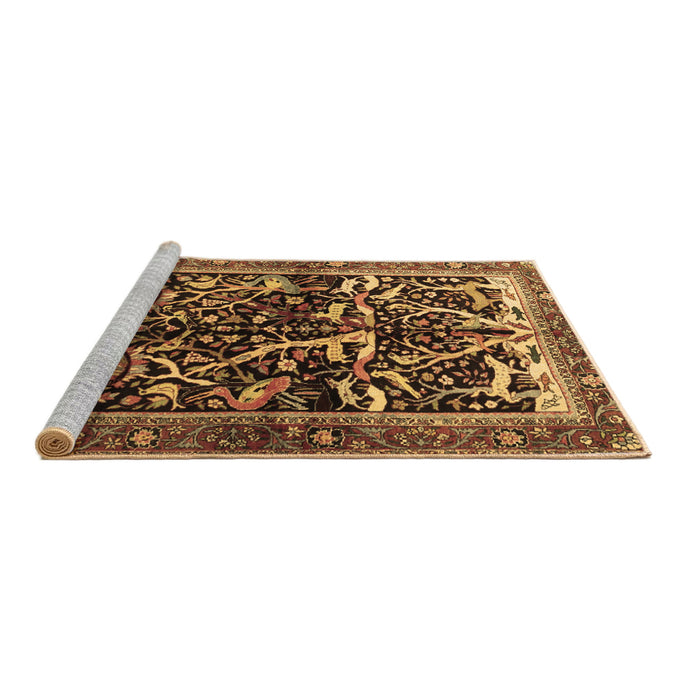 Sideview of Machine Washable Persian Brown Traditional Rug, wshtr1844brn