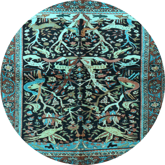 Round Persian Light Blue Traditional Rug, tr1844lblu